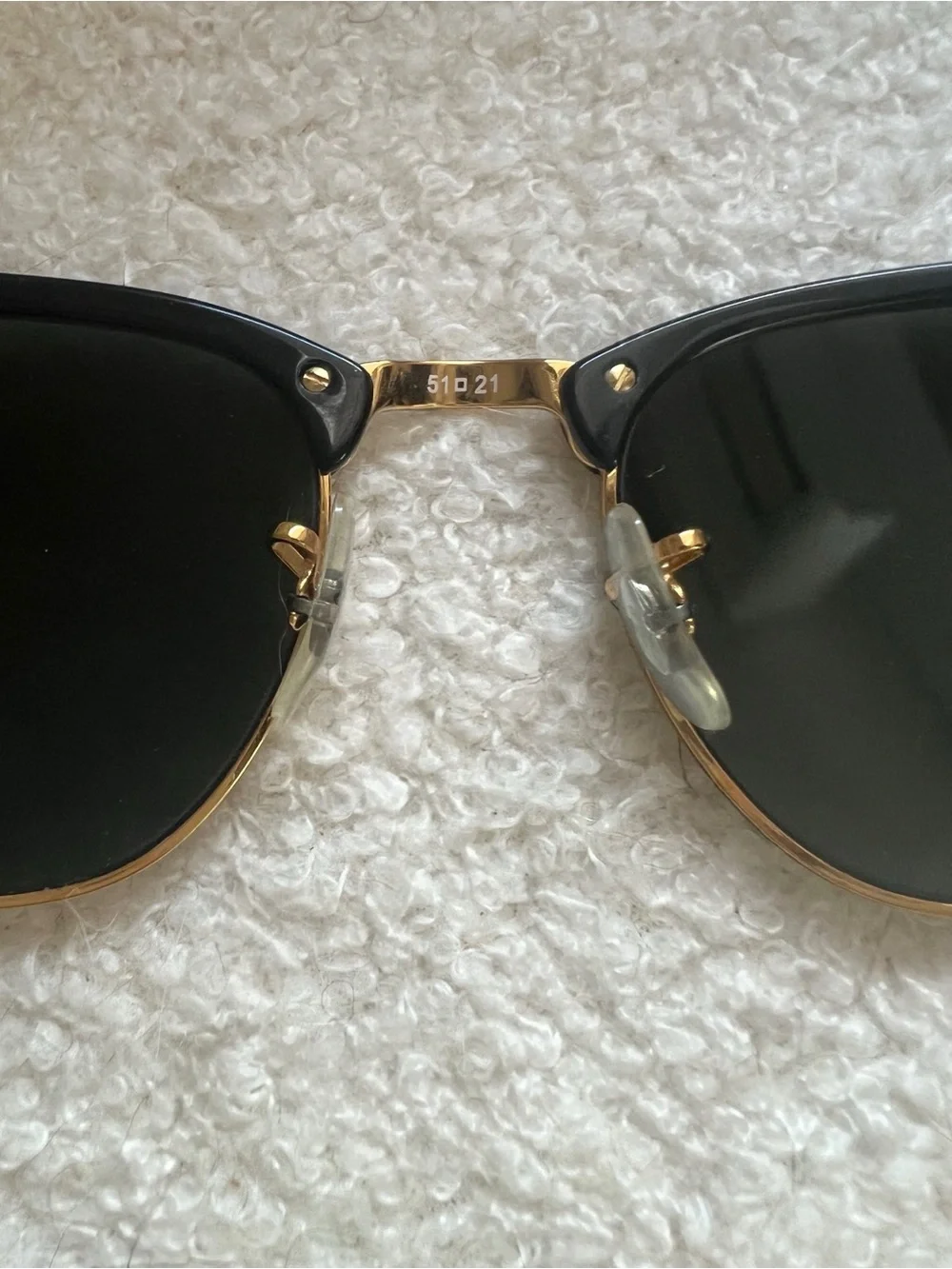 Ray-Ban Black and Gold Clubmaster Sunglasses with Dark Green Lenses